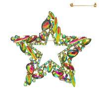 CRYSTAL RHINESTONE OPEN STAR CLUSTER BROOCH PIN